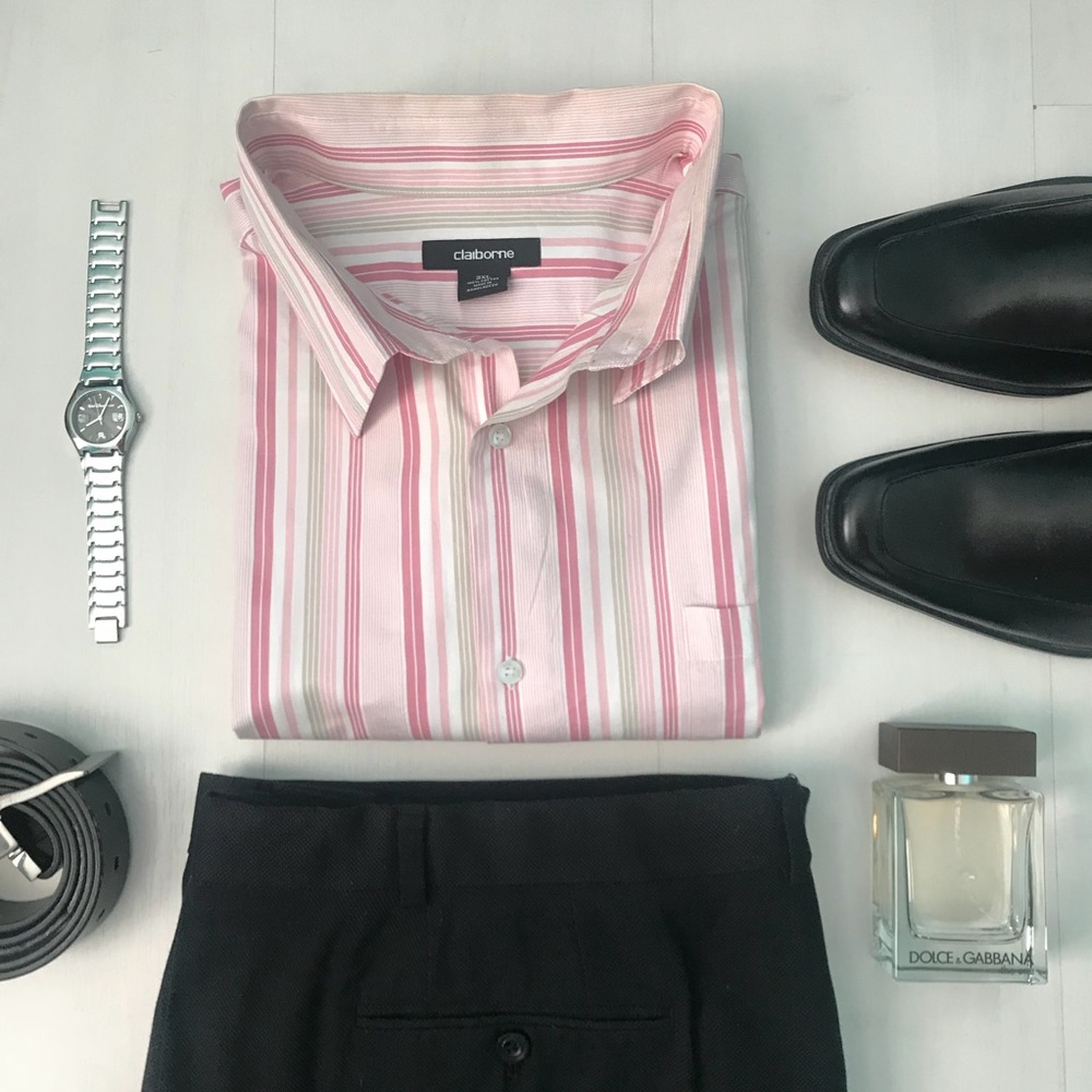 Claiborne | Pink Striped Men’s Dress Shirt
